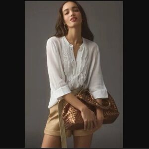 Maeve Anthropologie Ruffle Front Blouse Size S